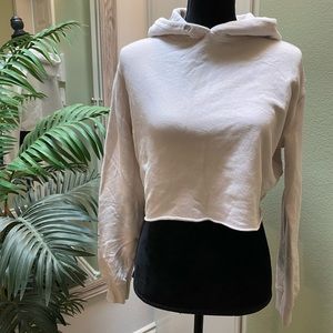 Gently worn Allsaints cropped pale white hoodie. Size Small